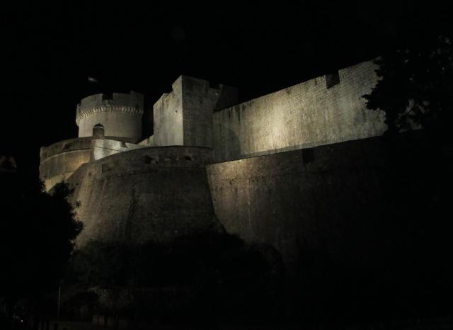 Dubrovnik walls at night